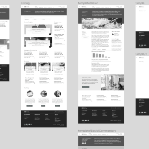Wireframes of a marketing focused website<